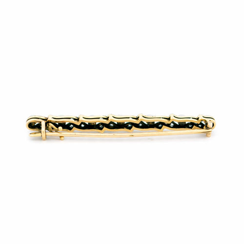 Broche Broche Art déco en or 14k et platine, perles naturelles et diamants taille rose 58 Facettes C3101CB703574CBB97F6DB06E97DFBD4
