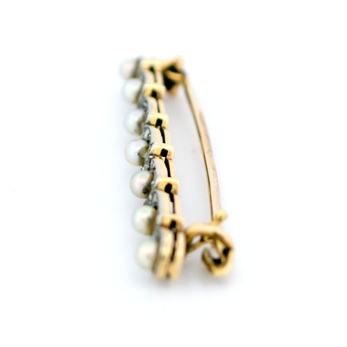 Broche Broche Art déco en or 14k et platine, perles naturelles et diamants taille rose 58 Facettes C3101CB703574CBB97F6DB06E97DFBD4