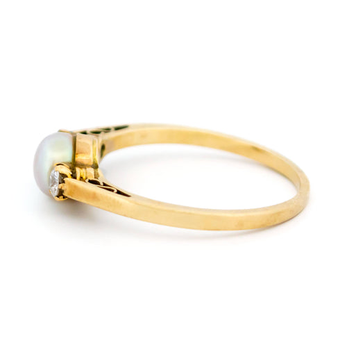 Bague 57 Bague trilogie en or 14 carats avec perle et diamants 58 Facettes 86ECCE0C24B745D3A3408B5DEF5041B2