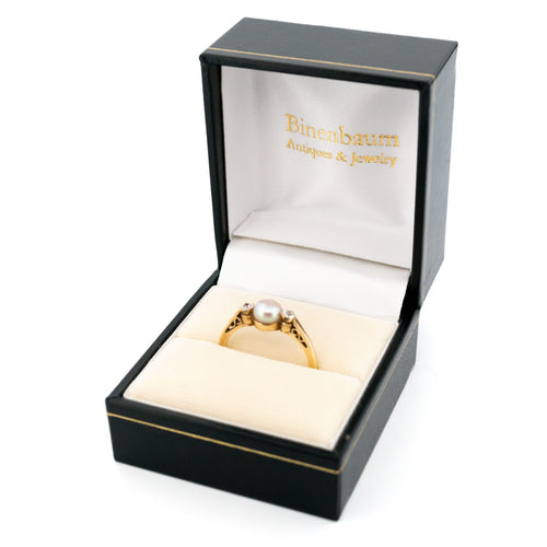 Bague 57 Bague trilogie en or 14 carats avec perle et diamants 58 Facettes 86ECCE0C24B745D3A3408B5DEF5041B2