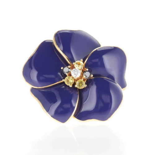 Bague 52 Nardi - Bague en or jaune 18 K émaillée, saphirs jaunes et diamants 58 Facettes 2.16743