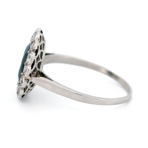 Bague 55 Bague Art déco en platine, saphir et diamants 58 Facettes 8E839DFE69BD4C69A5DE6153CFECA1BC