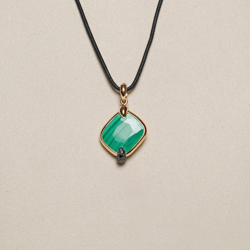 Pendentif Pomellato Ritratto - Pendentif en or rose 18 K, malachite et diamants noirs 58 Facettes 2.18442