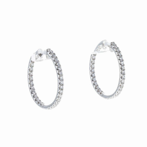 Boucles d'oreilles Boucles d’oreilles créoles en or blanc 18 K et diamants 58 Facettes 2.18048