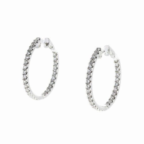 Boucles d'oreilles Boucles d’oreilles créoles en or blanc 18 K et diamants 58 Facettes 2.18048