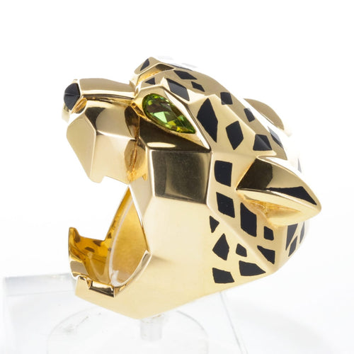 Bague 55 Cartier Panthère - Bague en or jaune 18k, péridots et onyx 58 Facettes 2.18223
