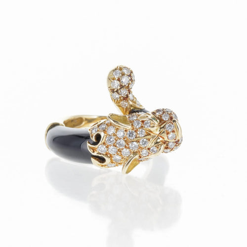Bague 55 Atelier Jean & Pierre Bellin - Bague panthère en or jaune, diamants et onyx 58 Facettes 2.18783