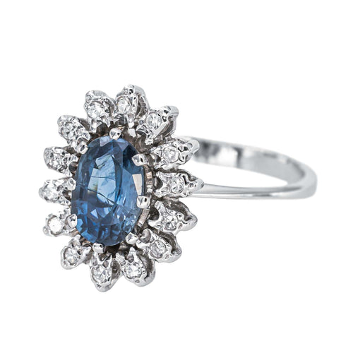 Bague 54 Bague Pompadour en or blanc 18k, saphir et diamants 58 Facettes 4387219CN