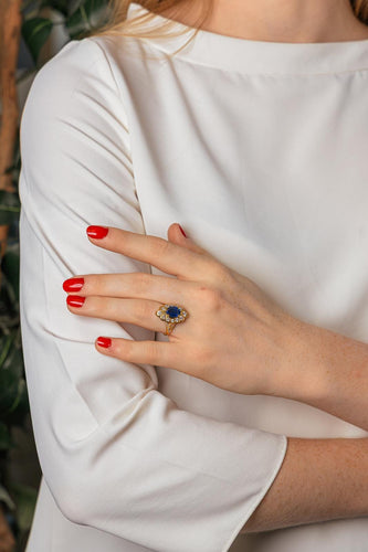 Bague 54 Bague Pompadour en or jaune 18k, saphir et diamants 58 Facettes 5138891CN