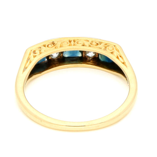 Bague 52 Bague Art déco en or jaune 14k, saphirs et diamants taille ancienne 58 Facettes A2162E37904E44409844608291E88259