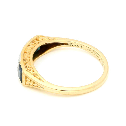 Bague 52 Bague Art déco en or jaune 14k, saphirs et diamants taille ancienne 58 Facettes A2162E37904E44409844608291E88259