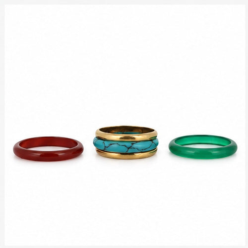 Bague 59 Bague transformable en or jaune 750‰ avec trois anneaux interchangeables 58 Facettes B26347-1