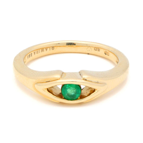 Bague 53 GLAMIRA - Bague en or jaune 14k avec émeraude 58 Facettes 7293E2937EA1432EB2160657120EA0EA