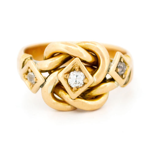 Bague 57 Bague « Love Knot » en or 18k, diamants taille ancienne 58 Facettes A478279F2F6548DF87ABABC53D9A9C4B