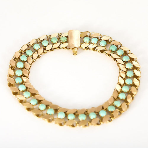 Bracelet Bracelet ancien en or rose 14k et turquoise 58 Facettes Br14kturquoise