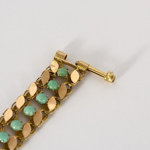 Bracelet Bracelet ancien en or rose 14k et turquoise 58 Facettes Br14kturquoise