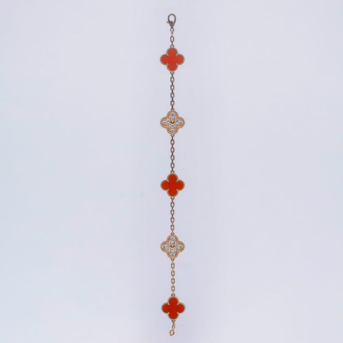 Bracelet Van Cleef & Arpels Alhambra - Bracelet en or jaune 18 k, cornaline et diamants 58 Facettes 2.19164