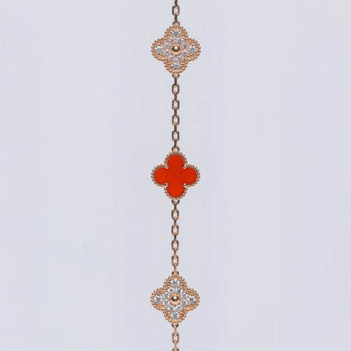 Bracelet Van Cleef & Arpels Alhambra - Bracelet en or jaune 18 k, cornaline et diamants 58 Facettes 2.19164