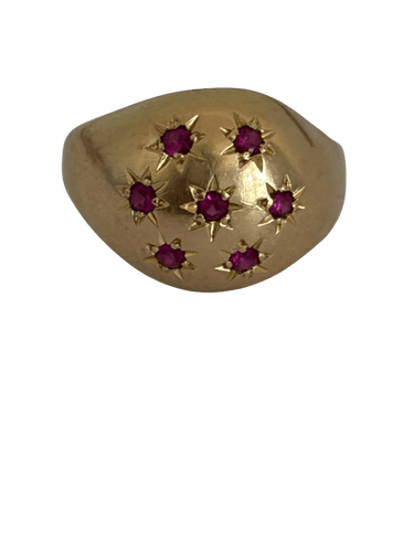 Bague 49 Bague boule en or jaune 18k et rubis 58 Facettes LOT 7920