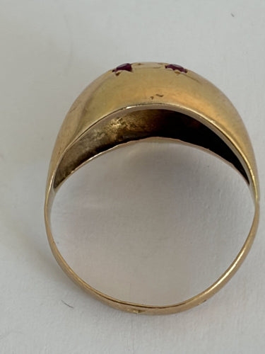 Bague 49 Bague boule en or jaune 18k et rubis 58 Facettes LOT 7920