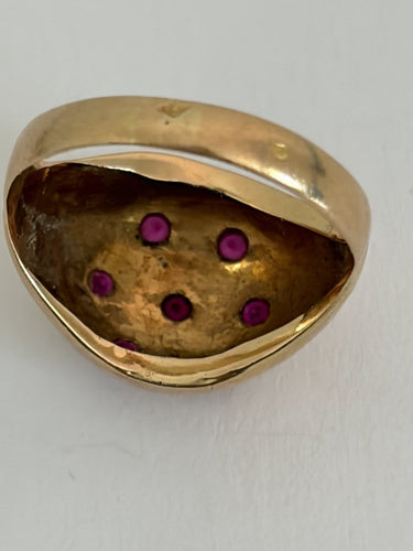 Bague 49 Bague boule en or jaune 18k et rubis 58 Facettes LOT 7920