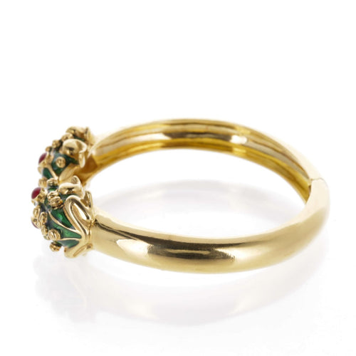 Bracelet Bracelet vintage à motifs grenouilles en or jaune 18 K et émail vert 58 Facettes 2.19153