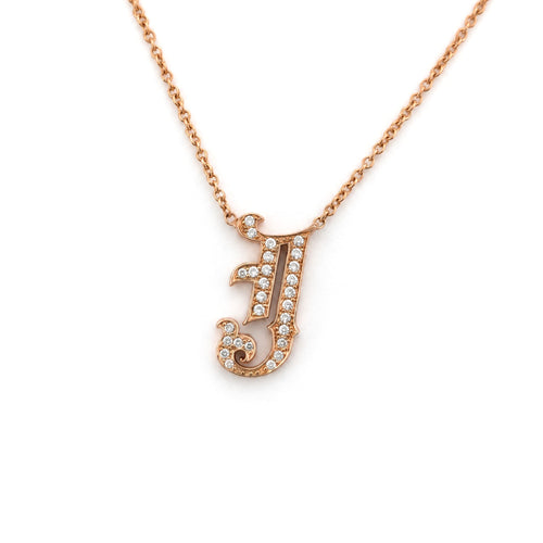 Collier Collier en or jaune 18 carats avec pendentif initiale J pavé de diamants 58 Facettes 38013