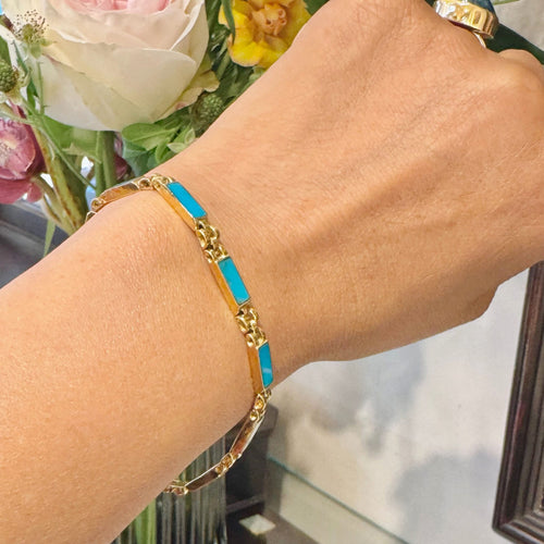 Bracelet Bracelet maillons en or 18k et turquoises 17519-9222 58 Facettes 3E7F7546B63B42FEA8BCDC7309691E4B