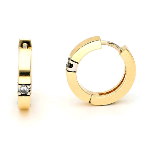 Boucles d'oreilles Diamonde - Créoles en or jaune 14k et or blanc, diamants 58 Facettes 1136CDC91D8A45359177DB346FFA7D7F