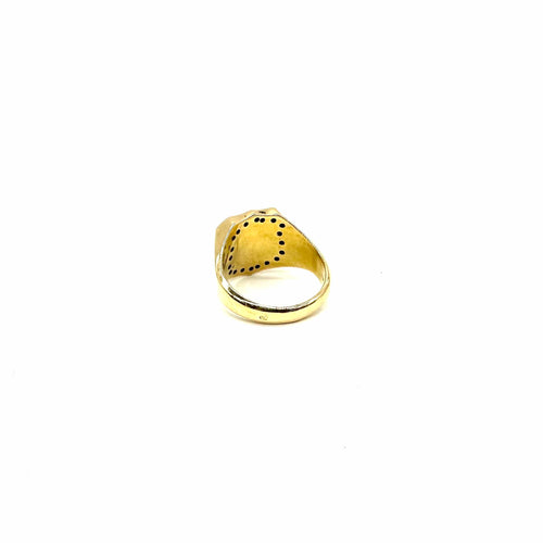 Bague 52 Chevalière blason - Bague en or jaune, émail et diamants 58 Facettes Z15B51773