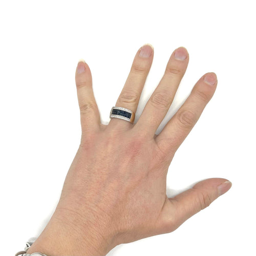 Bague Bague bicolore - Bague en or jaune et blanc saphirs et diamants 58 Facettes Z15B51747