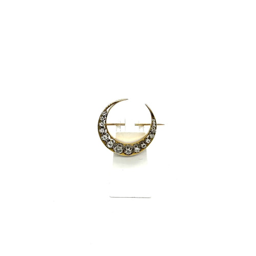 Broche Broche croissant en platine, or jaune et diamants 58 Facettes Z15B51752