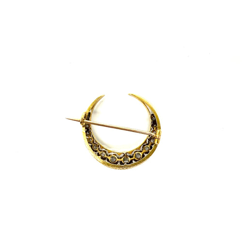 Broche Broche croissant en platine, or jaune et diamants 58 Facettes Z15B51752