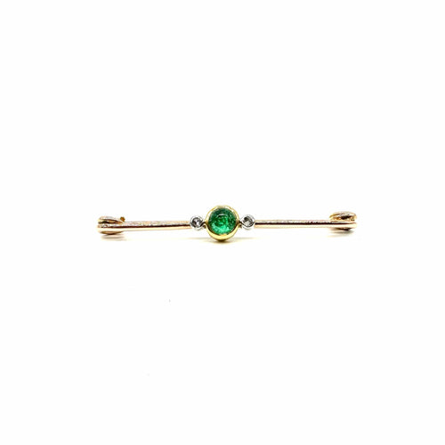 Broche Broche en or jaune 750, émeraude et diamants 58 Facettes Z1351861