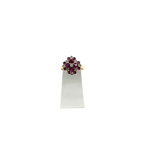 Bague 53 Bague en or jaune 750, rubis et diamants 58 Facettes Z15B51748