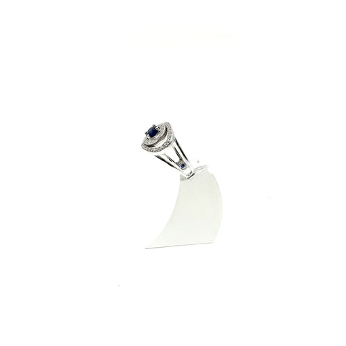 Bague 56 Bague en or blanc 750 avec saphir et diamants 58 Facettes Z15B51758