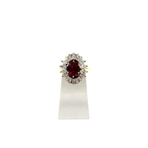 Bague 55 Bague en or jaune 750 avec rubis et diamants 58 Facettes Z15B51570