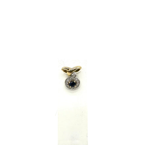 Pendentif Pendentif bicolore en or jaune et blanc 750, saphir et diamants 58 Facettes Z15B51628