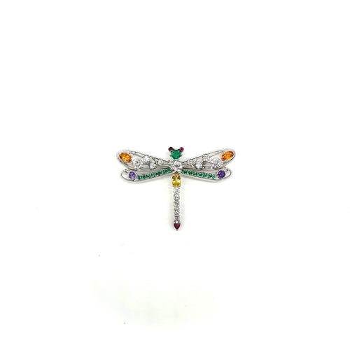 Broche Broche libellule en or blanc 750 avec diamants et pierres fines 58 Facettes Z15B51737