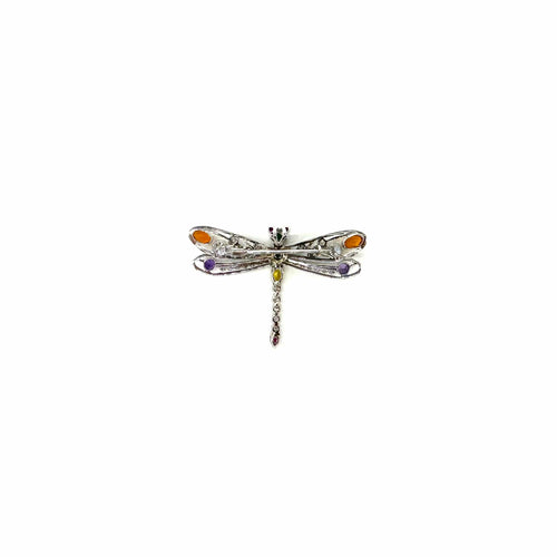 Broche Broche libellule en or blanc 750 avec diamants et pierres fines 58 Facettes Z15B51737
