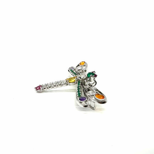 Broche Broche libellule en or blanc 750 avec diamants et pierres fines 58 Facettes Z15B51737