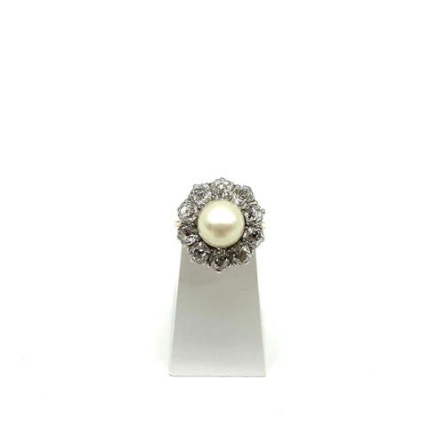 Bague 50 Bague ancienne en or rose 750 avec perle de culture et diamants 58 Facettes Z15B51595