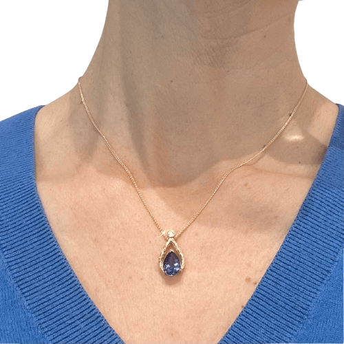 Pendentif Pendentif en or jaune, tanzanite et diamant 58 Facettes Z15B51652