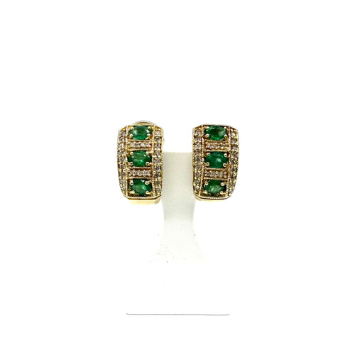 Boucles d'oreilles Boucles d'oreilles en or jaune 750, émeraudes et diamants 58 Facettes Z15B51643