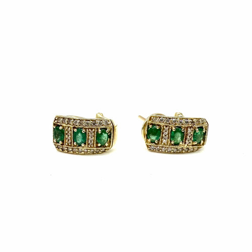 Boucles d'oreilles Boucles d'oreilles en or jaune 750, émeraudes et diamants 58 Facettes Z15B51643