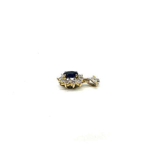 Pendentif Pendentif bicolore en or jaune et blanc 750, saphir et diamants 58 Facettes Z1351722
