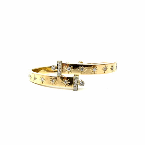 Bracelet Bracelet jonc ouvrant en or jaune 750 et diamants 58 Facettes Z1351789