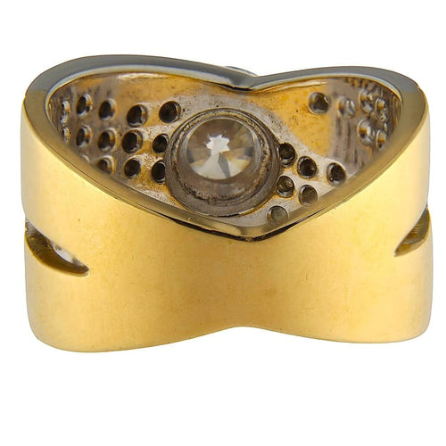 Bague Bague en or jaune et blanc à bandes croisées, diamants 58 Facettes G3856