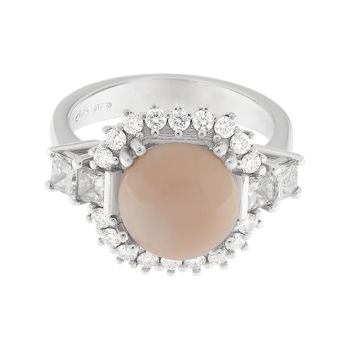 Bague Anello en or blanc avec corail et diamants 1,46 ct 58 Facettes G3569