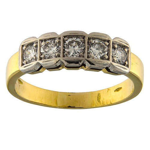 Bague Fedina - Bague en or jaune et blanc avec 5 diamants, 0,70 ct 58 Facettes G3839